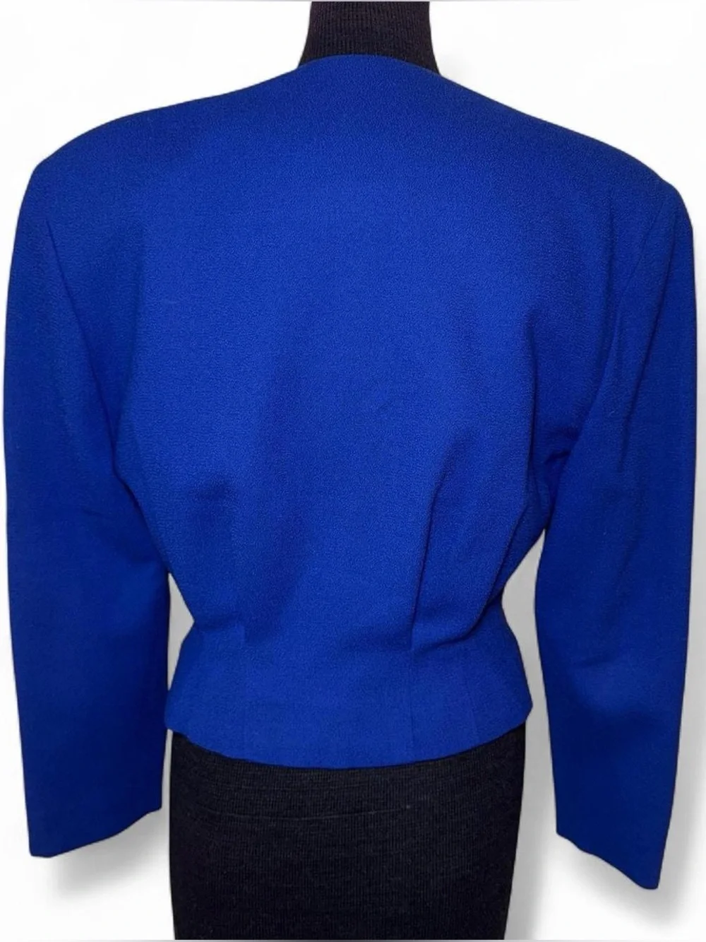 VTG Christian Dior Seperates 100% Wool Blue Cropped Single Button Blazer Size 6